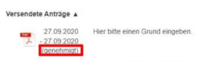 Antrag genehmigt