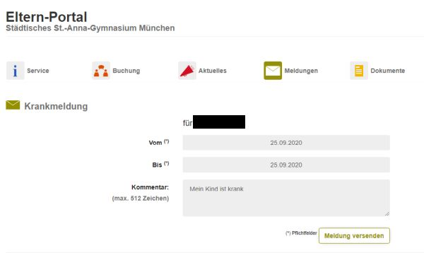Dialog Krankmeldung